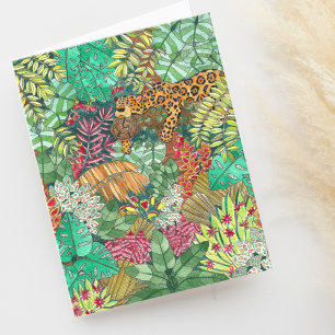 Watercolor Jungle with Sleepy Jaguar Blank Card