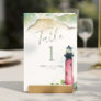 Watercolor Jupiter Lighthouse Table Number