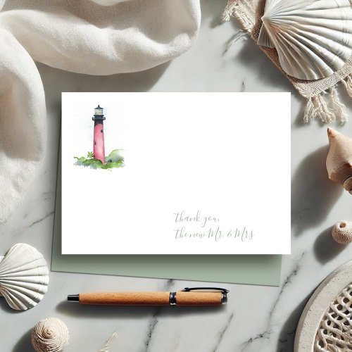 Watercolor Jupiter Lighthouse Thank You Stationery Note Card