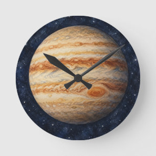 Watercolor Jupiter  Round Clock