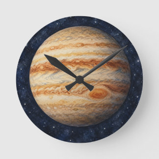 Watercolor Jupiter Round Clock