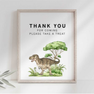 Watercolor Jurassic Dinosaur Thank You Sign