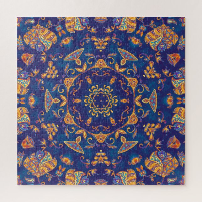 Watercolor Kaleidoscope Mandala Oriental Design. Jigsaw Puzzle (Vertical)