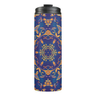 Watercolor Kaleidoscope Mandala Oriental Design. Thermal Tumbler