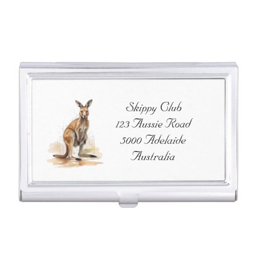 watercolor kangaroo customizable business card case