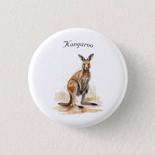 watercolor kangaroo customizable button