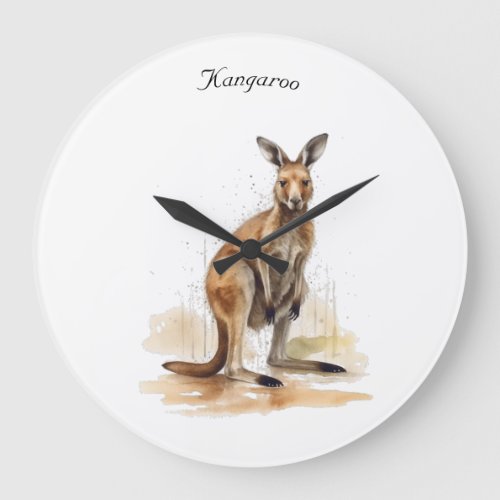 watercolor kangaroo customizable large clock