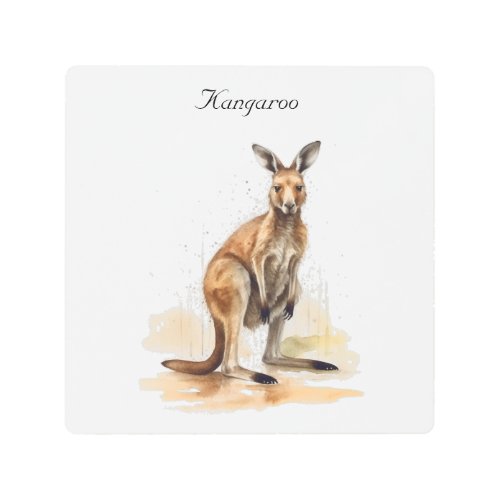 watercolor kangaroo customizable metal print
