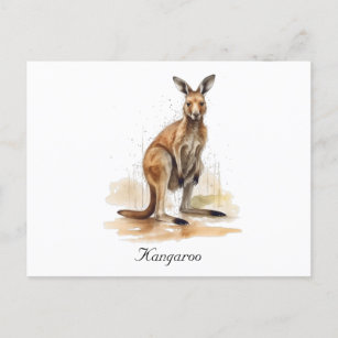 watercolor kangaroo customizable postcard