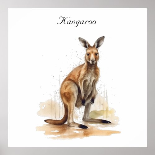 watercolor kangaroo customizable poster