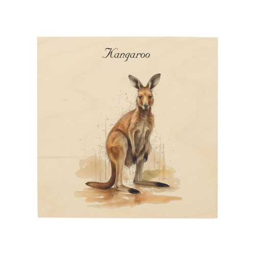 watercolor kangaroo customizable wood wall art