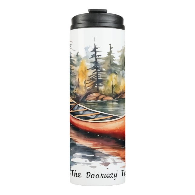 Watercolor Kayak On The Lake  Thermal Tumbler (Front)