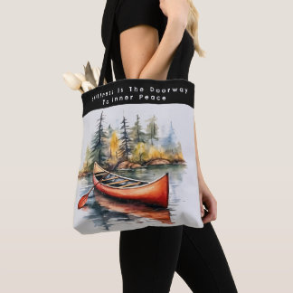 Watercolor Kayak On The Lake Tote Bag