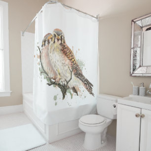 Watercolor Kestrel Falcon Bird Wildlife Art Shower Curtain