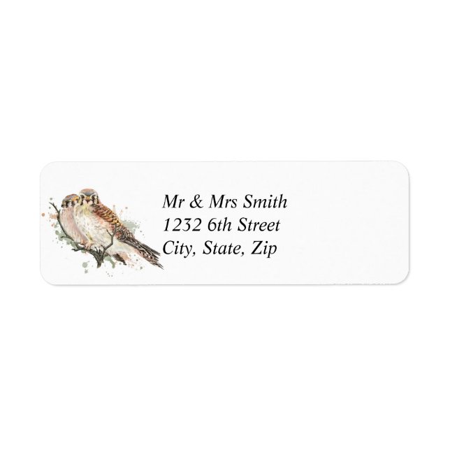 Watercolor Kestrel Sparrow Hawk Falcon Bird Custom Label (Front)
