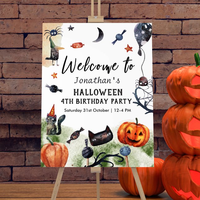 Watercolor Kids Birthday Halloween Welcome Sign (Creator Uploaded)