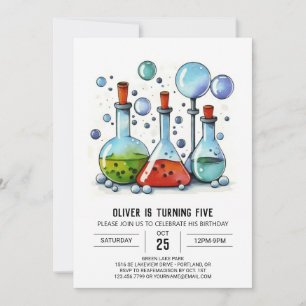 Watercolor Kids' Laboratory Scientist Birthday Invitation