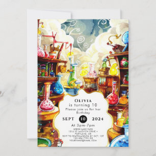 Watercolor Kids' Magic Scientist Birthday Invitation