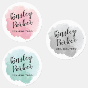 Watercolor Kids Name Waterproof Labels
