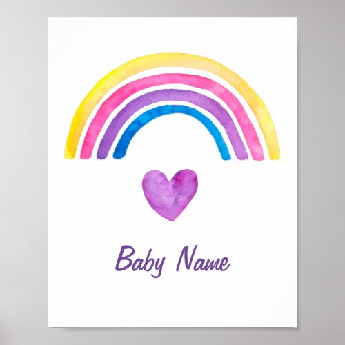 Watercolor Kids Room Decor Rainbow Personalized