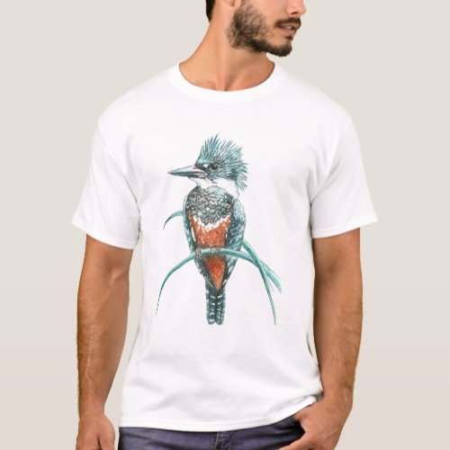 Watercolor Kingfisher Bird Logo Art T_Shirt
