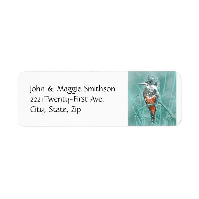 Watercolor Kingfisher Bird Nature art Label (Front)