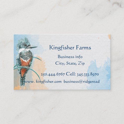 Watercolor Kingfisher Business Logo  Business Card