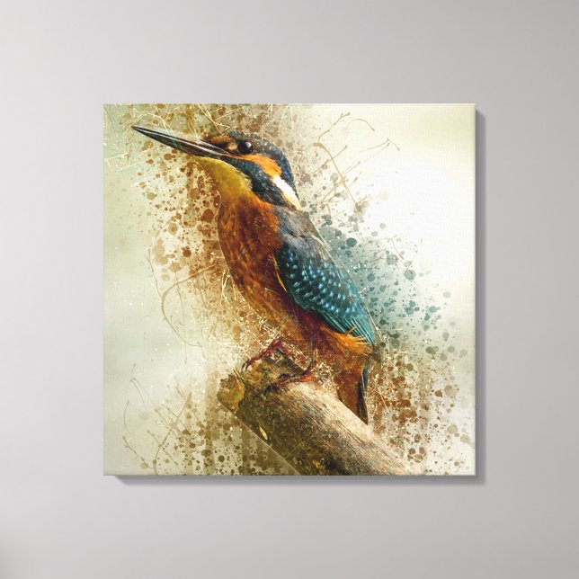 Watercolor Kingfisher Canvas Print (Front)