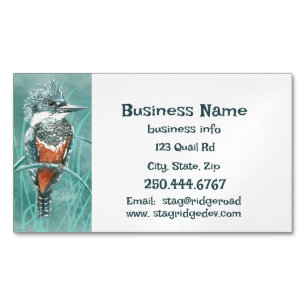 Watercolor Kingfisher Fishing Tours Business Logo  Business Card Magnet