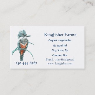 Watercolor Kingfisher Organic Farm Business Logo