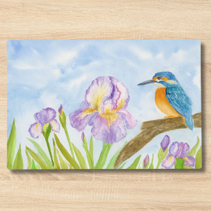 Watercolor Kingfisher with Purple Irises  Placemat