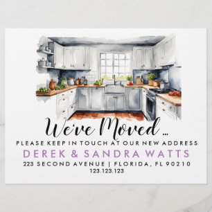 Watercolor kitchen Change of address we've moved Flyer