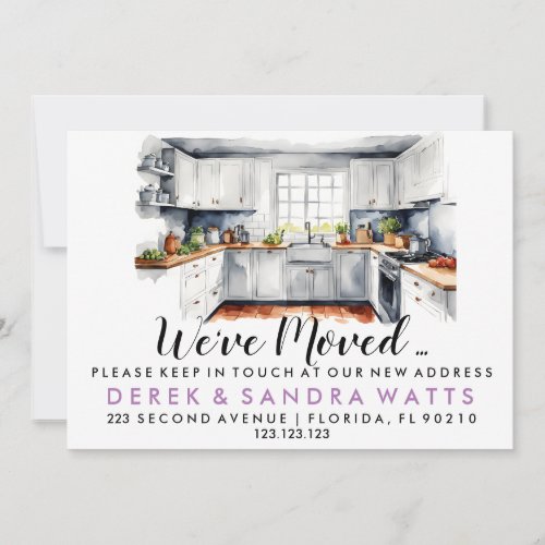 Watercolor kitchen Change of address weve moved Invitation