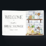 Watercolor Kitchen Scene Bridal Shower Welcome Banner<br><div class="desc">Designed to coordinate with our popular 'Let's Stock the Kitchen' and 'We're Cooking Up' bridal shower invitations, this Welcome Banner features a hand painted watercolor eco kitchen scene, and incorporates trendy ligature typography. It is easily personalized with name and date. Contact designer for matching products. Copyright Elegant Invites, all rights...</div>