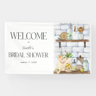 Watercolor Kitchen Scene Bridal Shower Welcome Banner