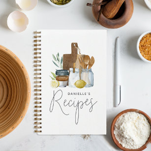 Watercolor Kitchen Supplies Personalized Notebook