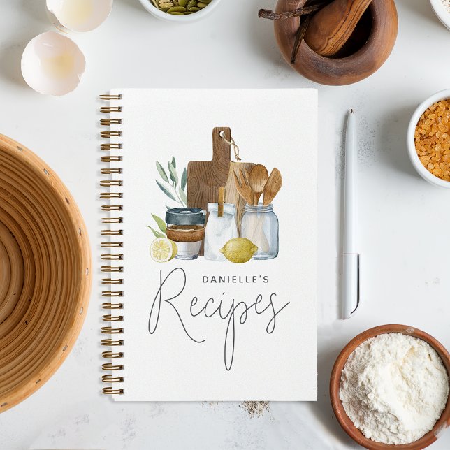 Watercolor Kitchen Supplies Personalized Notebook (Creator Uploaded)