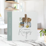 Watercolor Kitchen Supplies Personalized Recipe 3 Ring Binder<br><div class="desc">Organize your greatest kitchen hits in this cute recipe binder that's perfect for avid cooks. Design features watercolor illustrations of kitchen essentials and greenery in soft colors. Personalize the front and spine with custom text.</div>