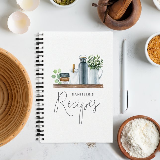 Watercolor Kitchen Supplies Personalized Recipe Notebook (Creator Uploaded)