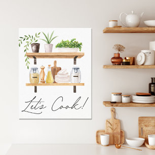 Watercolor Kitchen Utensils and Houseplants Quote Canvas Print