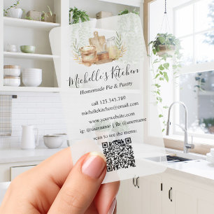 Watercolor Kitchen Utensils Bakery Chef Plastic Clear Business Cards
