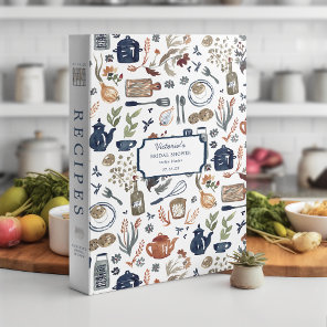 Watercolor Kitchen Utensils | Bridal Shower Recipe 3 Ring Binder