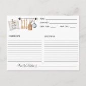 Watercolor Kitchen Utensils Bridal Shower Recipe Postcard (Back)
