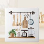 Watercolor Kitchen Utensils Ceramic Tile<br><div class="desc">Elevate your home decor with our Watercolor Kitchen Utensils ceramic tile. A touch of the art of kitchenware illustration in Scandinavian style for your space!</div>