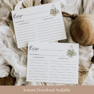 Watercolor Kitchen Whisk Bridal Shower Recipe Card