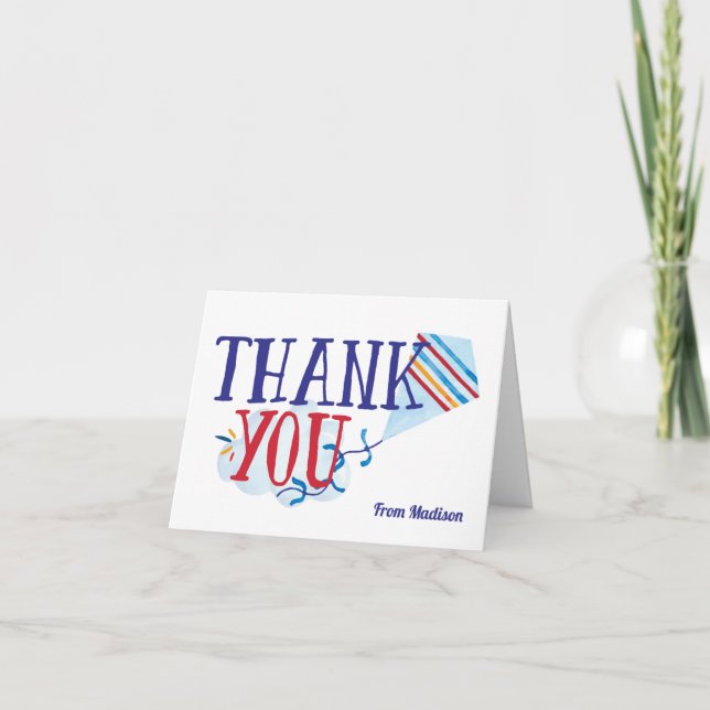Watercolor Kite Thank You Card (Front)