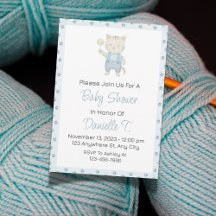 Watercolor Kitten Baby Shower Invitation for Boy