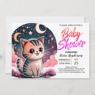 Watercolor Kitten Digital Baby Shower Invitation