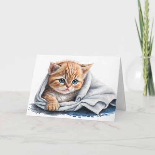 Watercolor Kitten for Get Well Soon Card