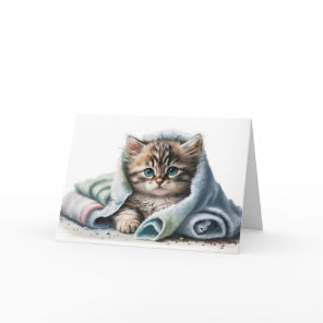 Watercolor Kitten for Get Well Soon Card